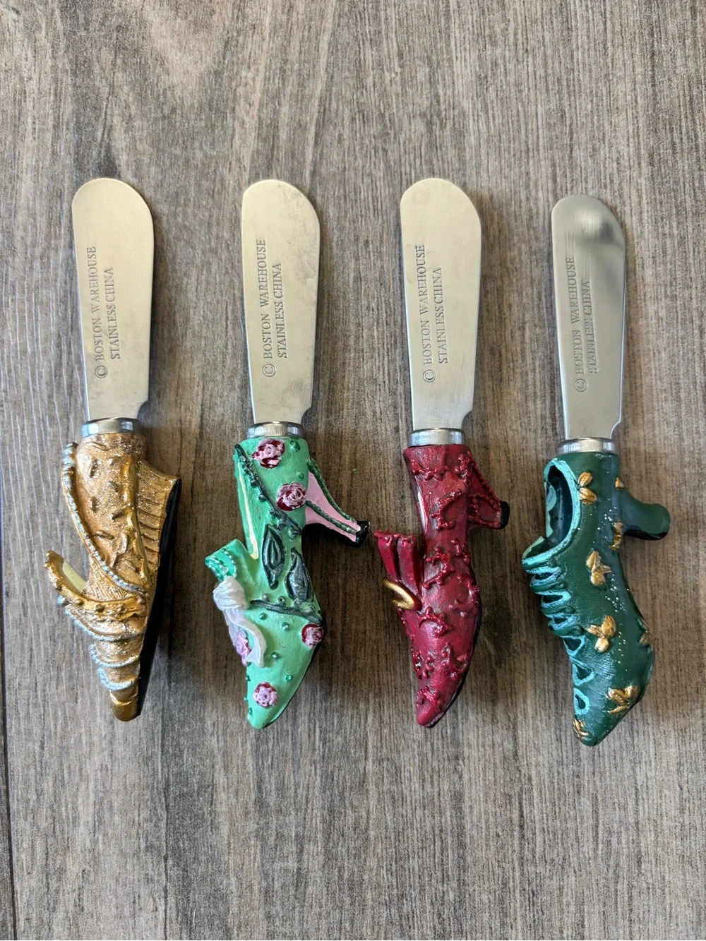 Decorative Whimsical Women Shoe Cheese Spreaders - Gold, Mint, Red, Teal